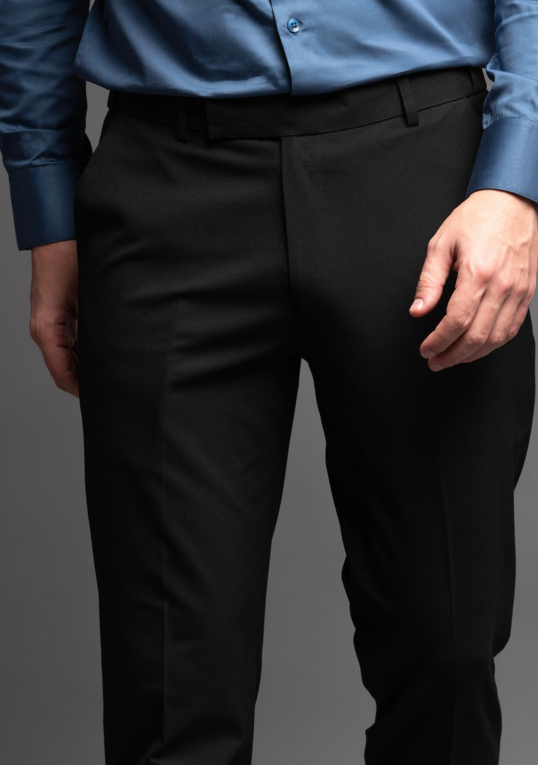 Shop Solid Formal Trousers with Pocket Detail and Belt Loops Online