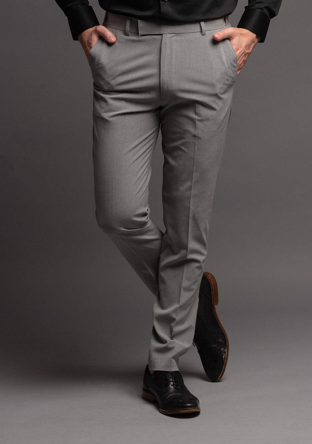 MASCULINE TROUSERS WITH BELT LOOPS - Taupe grey
