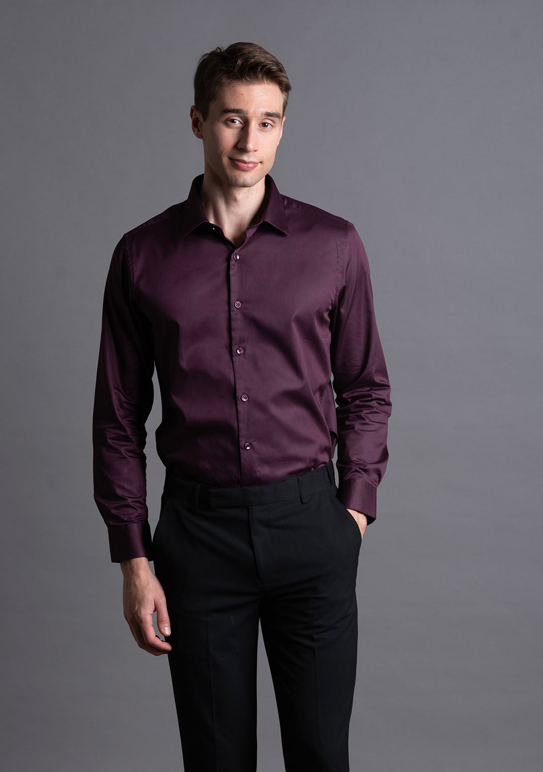 Business Class Shirt in Italian Plum