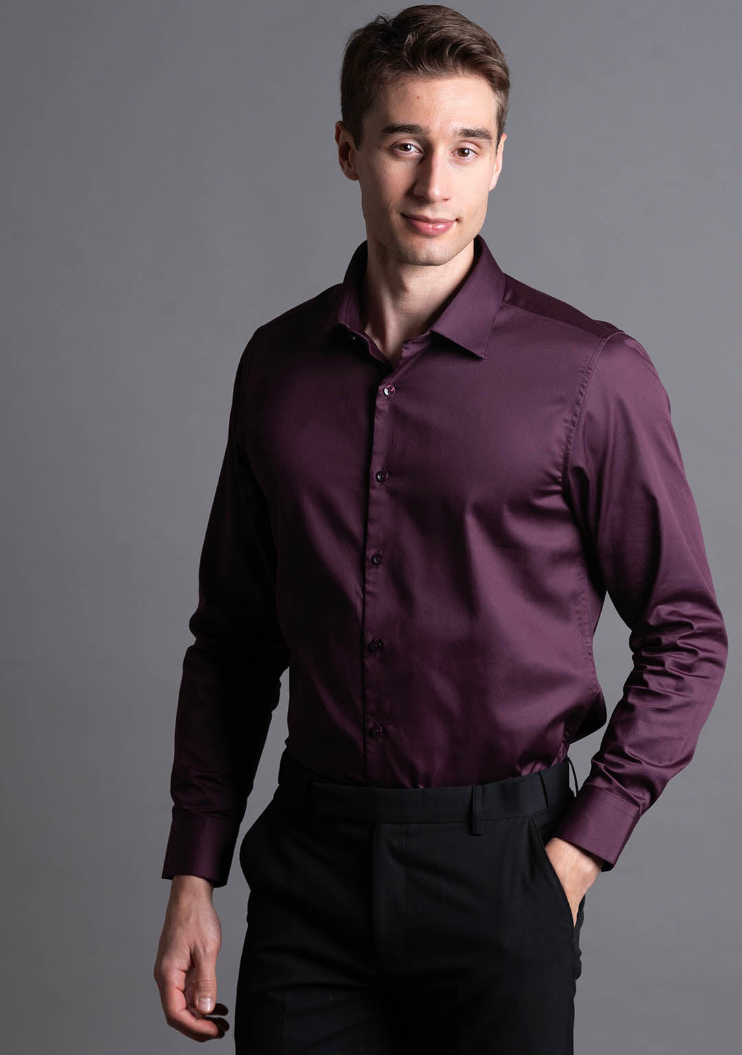 Business Class Shirt in Italian Plum