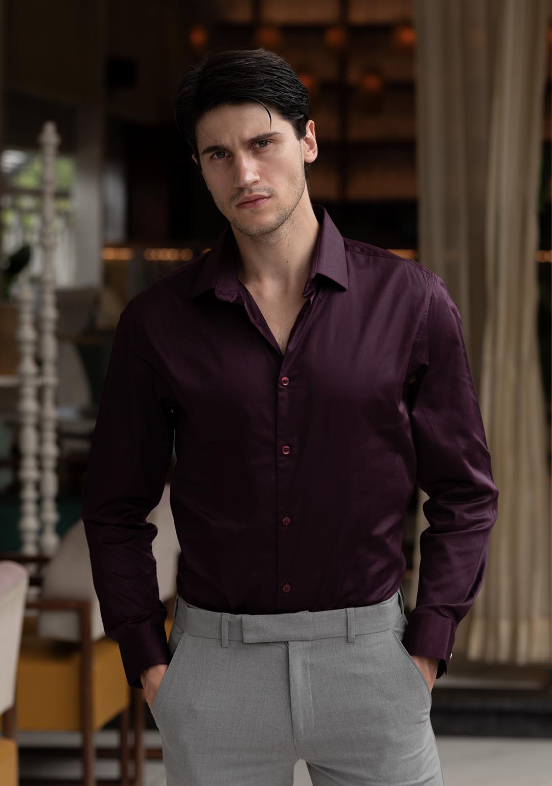 Business Class Shirt in Italian Plum