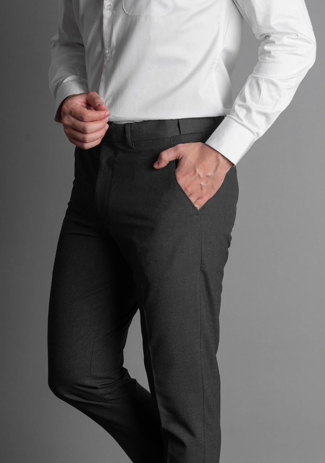 Americanelm Men's Light Grey Solid Slim Fit Stretchable Formal Trouser,  Narrow Fit Formal Trousers, मैन स्लिम फिट ट्राउजर, पुरुषों के स्लिम फिट  ट्राउजर - Madhuram Enterprises, Noida | ID: 26036895573