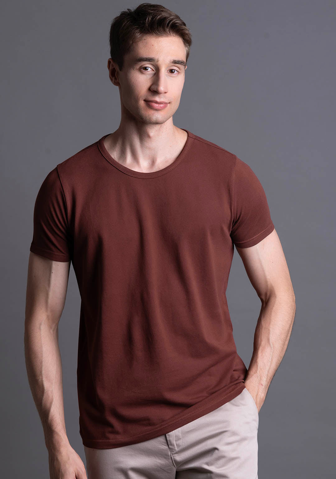 Piqué T-Shirt in Andora Brown