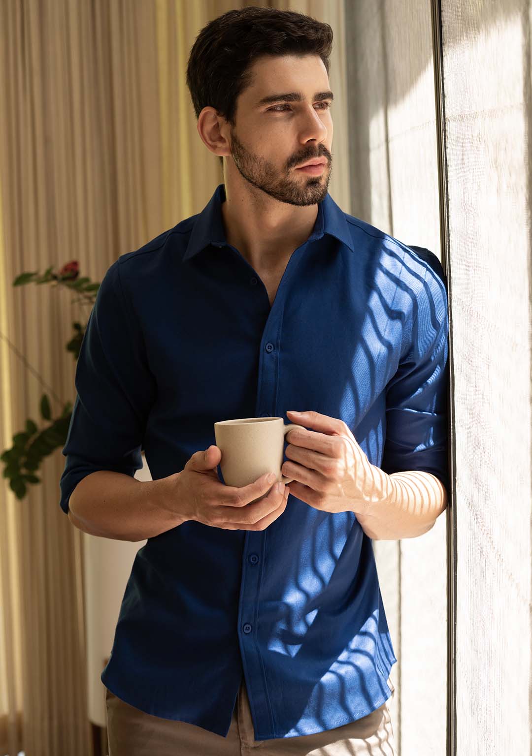 Men Elegant Blue Shirt Beige Trouser Office Wear, Mens Formal Shirt and  Pants Wedding Shirt and Pants Groom Wear Gift for Him Casual Pant - Etsy  Australia