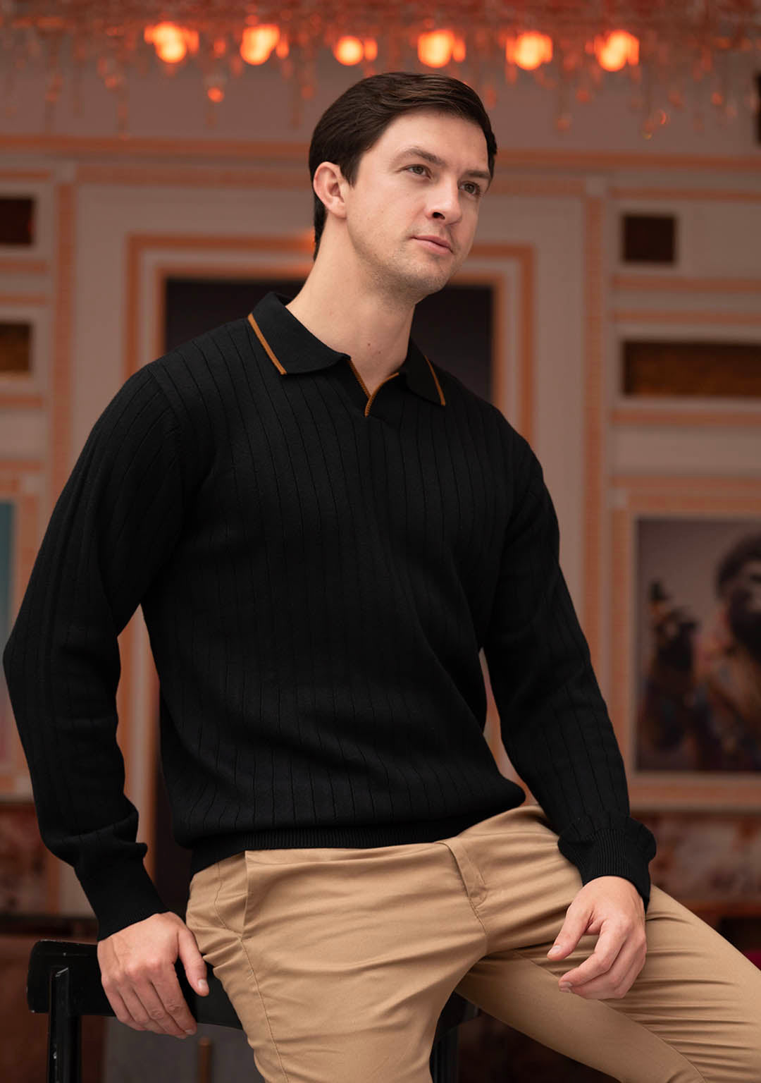 Knit Polo in Black