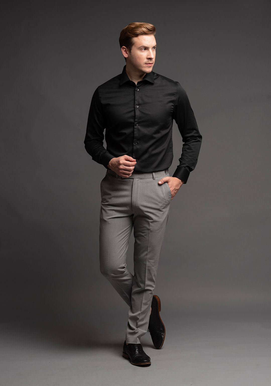 Grey Stretchable Formal Pants