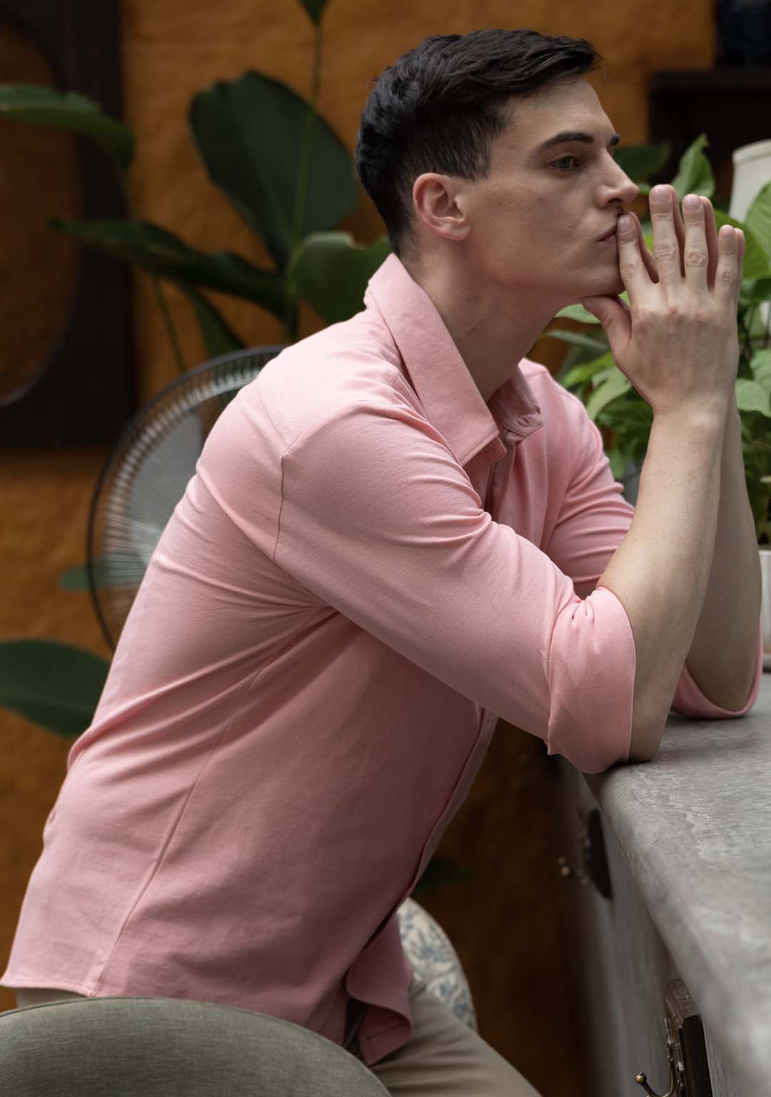 Piqué Shirt in Pink Salt